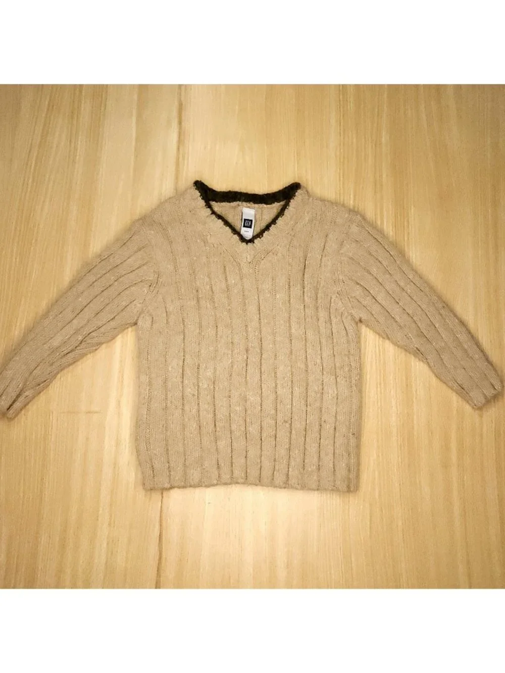 Baby Gap Toddler Boys Cream Brown Wool Blend Sweater 2
